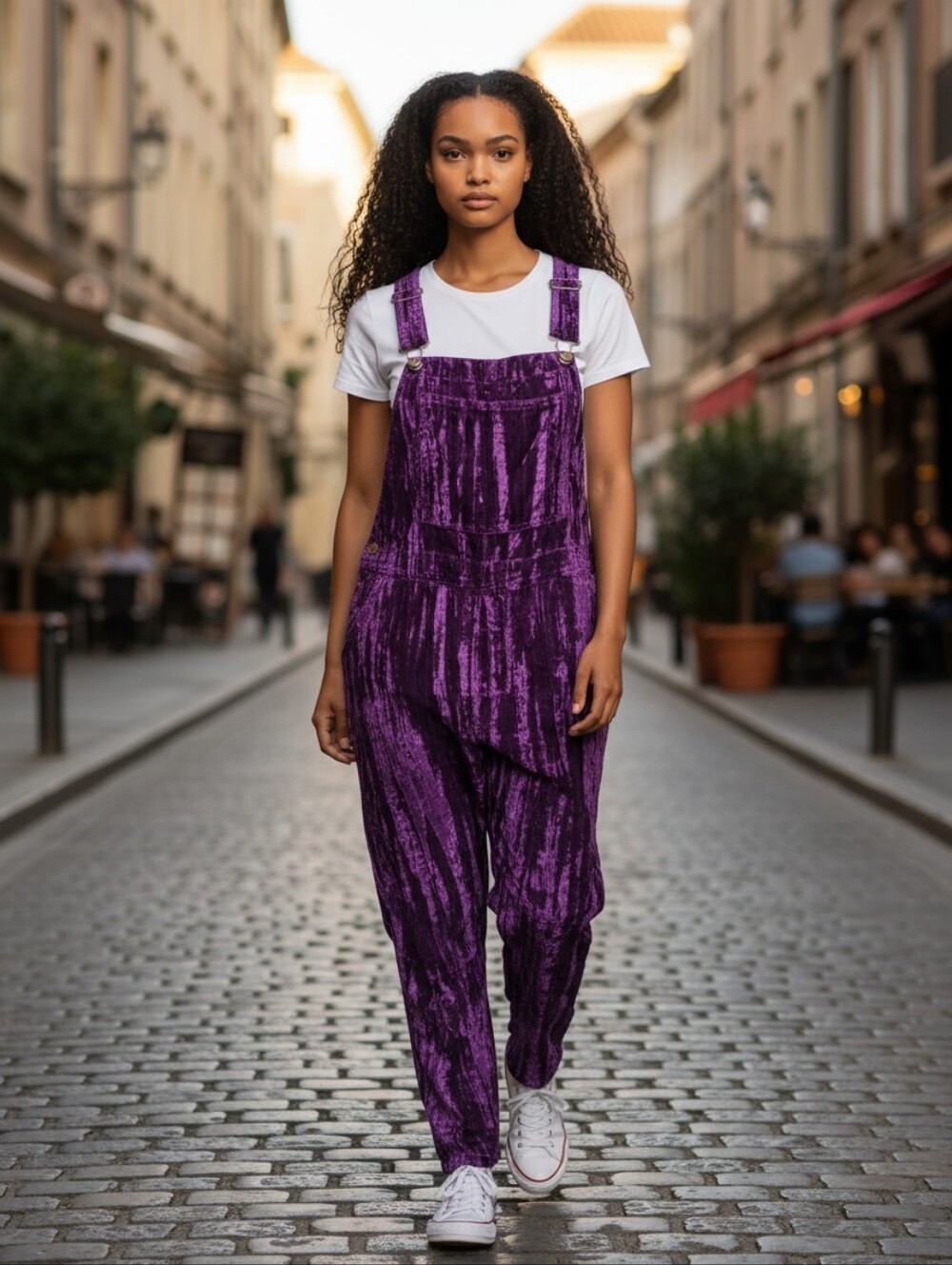 Canyon River Blues Deep Purple Crushed Velvet Overalls Y2K Size XL